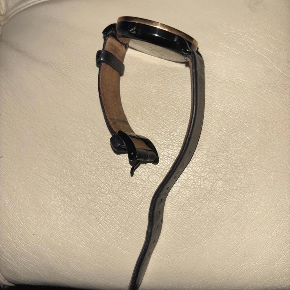 Skagen Dual Time Display. Black With Copper Bezel And Original Leather Strap - Picture 3 of 10